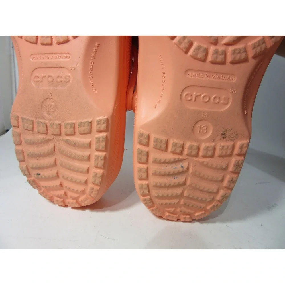 Crocs Clogs Mens Size 13 Orange Melon Peach Slip On Water Shoes Ankle Strap